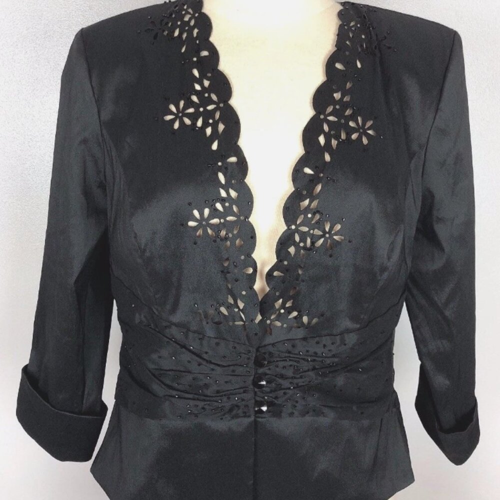 JR Nites Caliendo Dressy Black Top and Jacket Set size 10